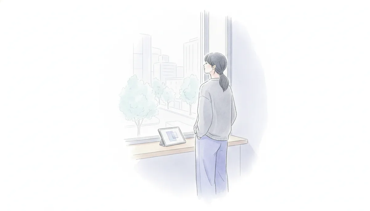 새벽 도시 풍경을 바라보는 사람