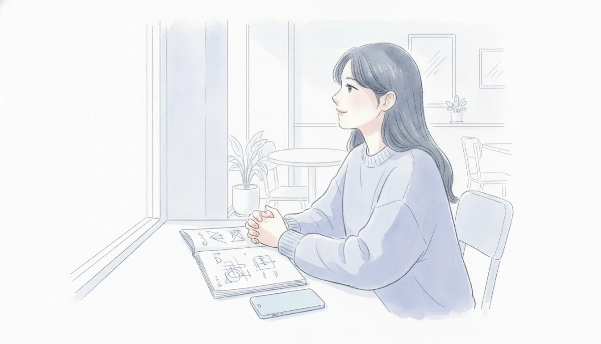 책상에 놓인 공책 위에 손을 얹은 사람