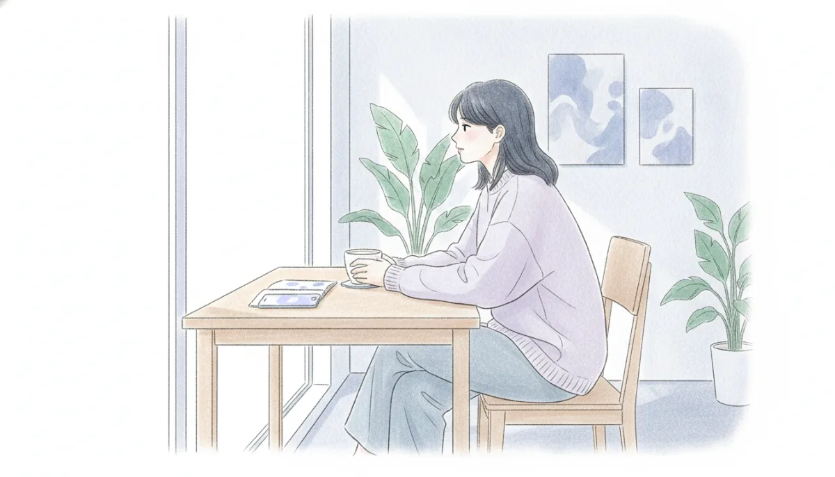 창밖을 바라보며 생각에 잠긴 사람의 모습